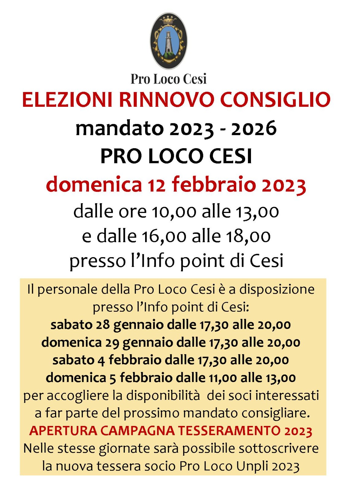 Elezioni Pro Loco Cesi 2023