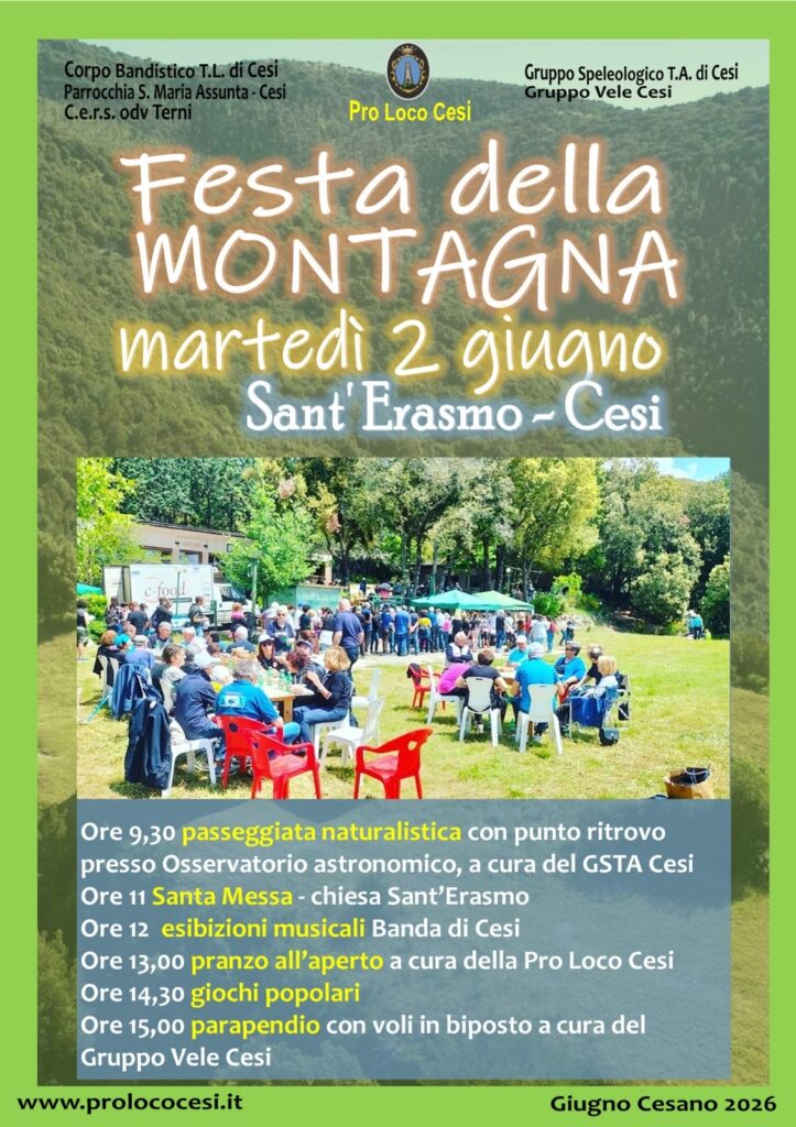 Festa della MONTAGNAmartedì 2 giugno
Sant' Erasmo -Cesi